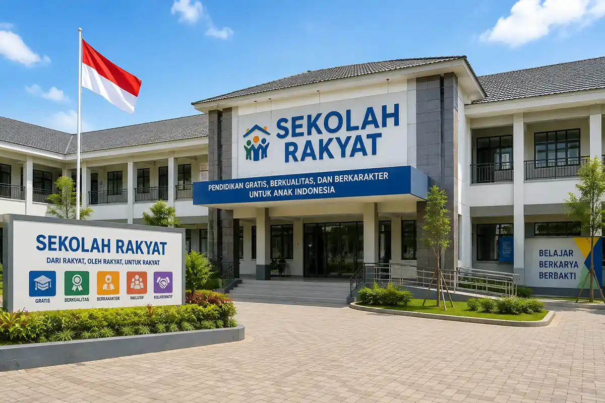 Tampak depan gedung fasilitas gedung Sekolah Rakyat.