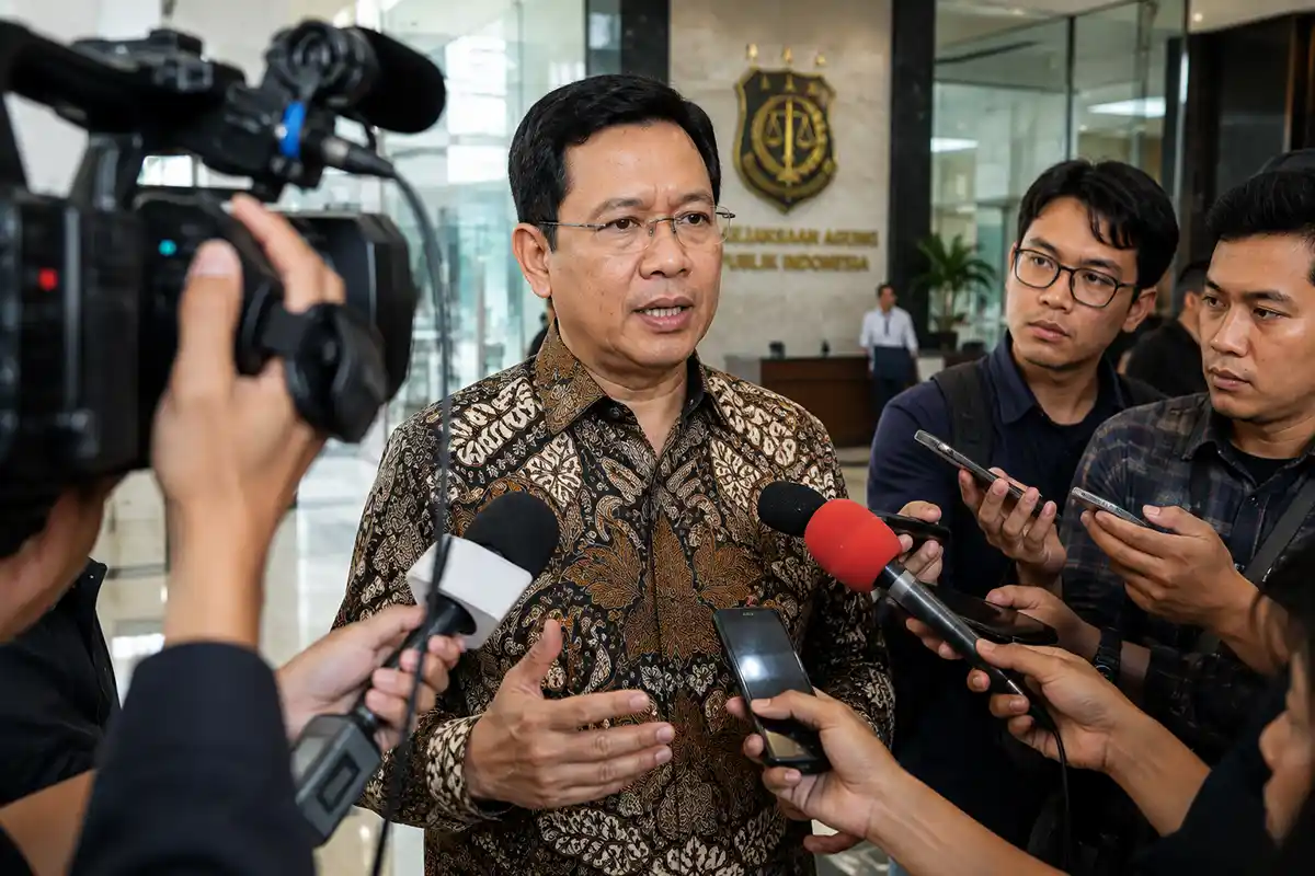 Direktur Penyidikan Jampidsus Kejaksaan Agung Kuntadi memberikan keterangan pers terkait lelang aset sitaan.
