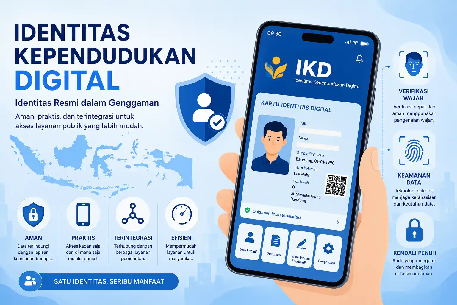 Tampilan aplikasi Identitas Kependudukan Digital (IKD) pada layar handphone.