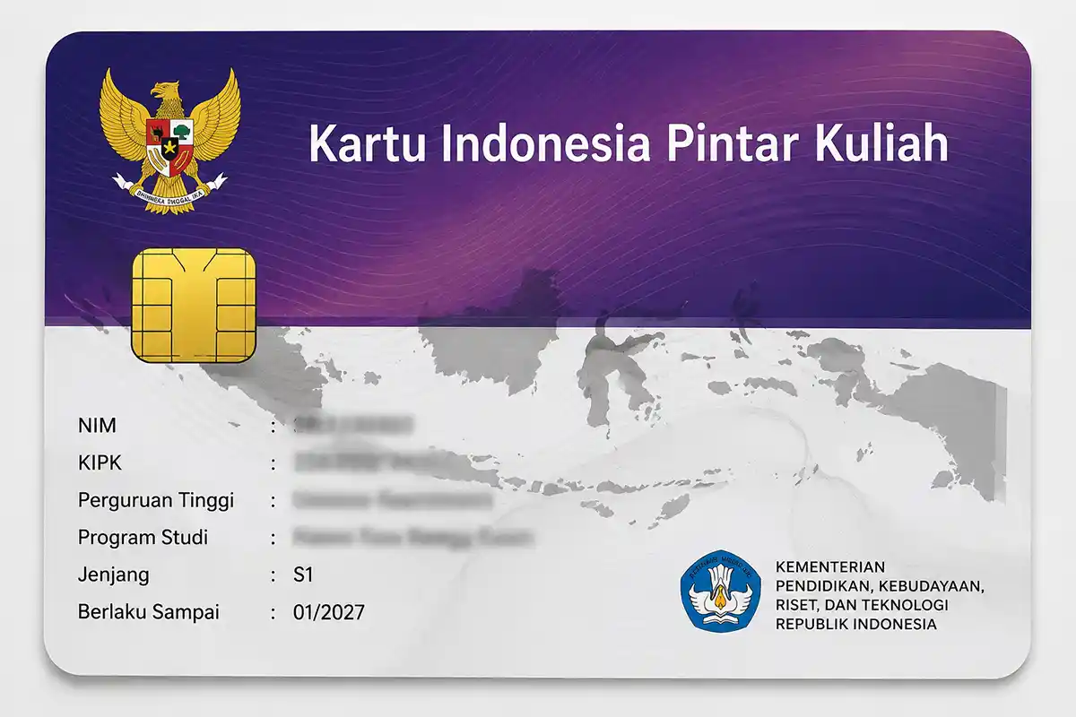 Ilustrasi Kartu Indonesia Pintar dengan latar belakang peta Indonesia