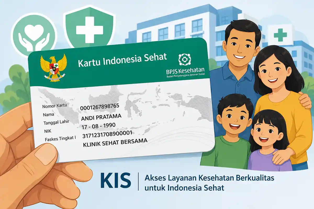 Ilustrasi Kartu Indonesia Sehat (KIS) dan layanan kesehatan.