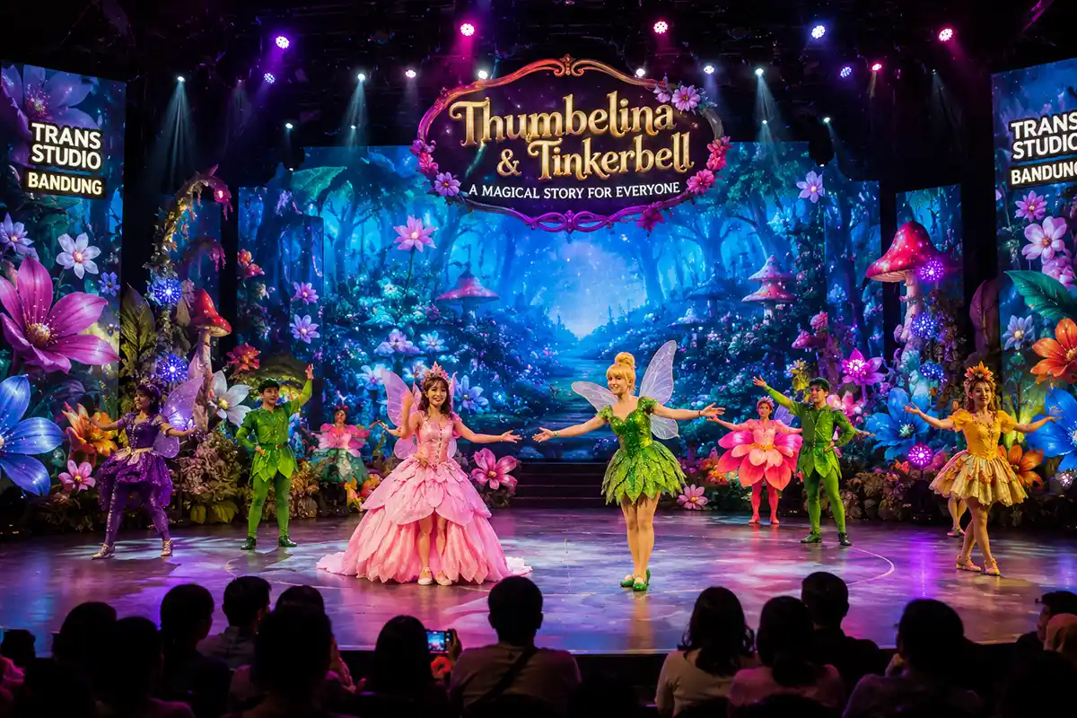Ilustrasi pertunjukan Thumbelina dan Tinkerbell di Trans Studio Bandung