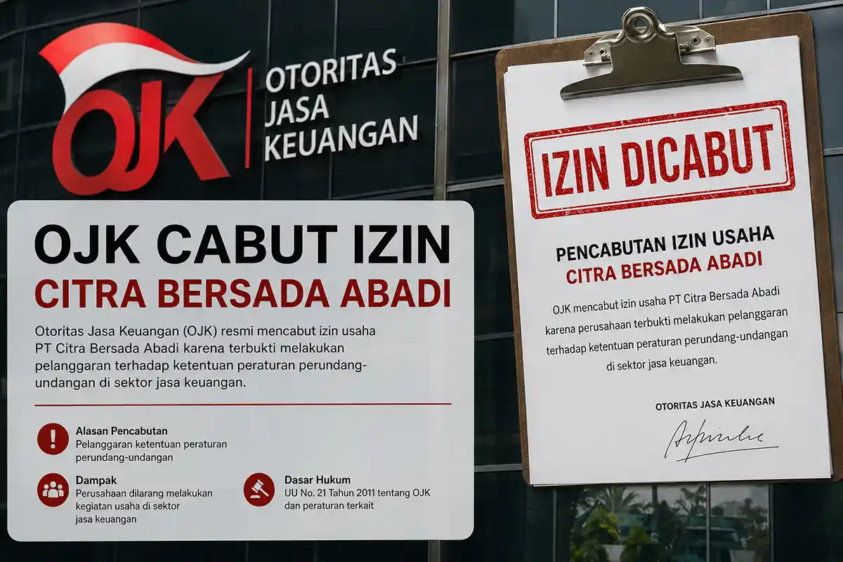 Ilustrasi pengumuman pencabutan izin usaha BPR Citra Bersada Abadi oleh OJK.